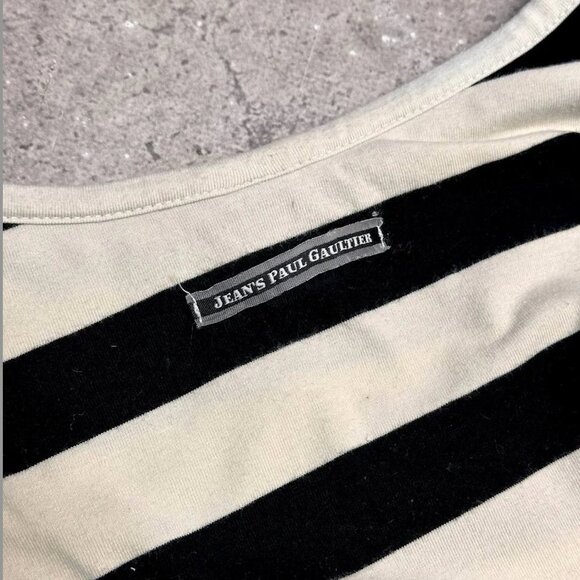 Vintage Jean Paul Gaultier Striped Anchor T-shirt Cropped Women Size L fits M - Picture 5 of 10